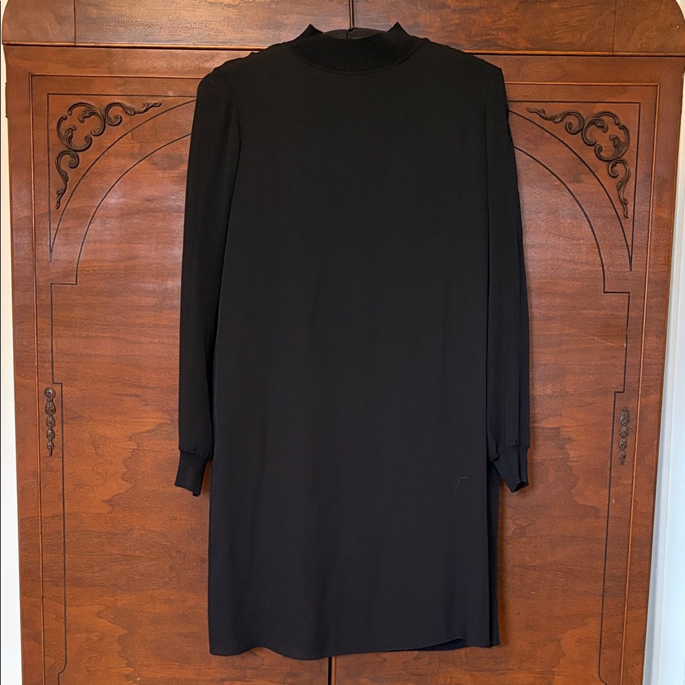 Theory  Black Long-Sleeve Mock Neck Dress